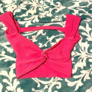 Pink off the shoulder crop top